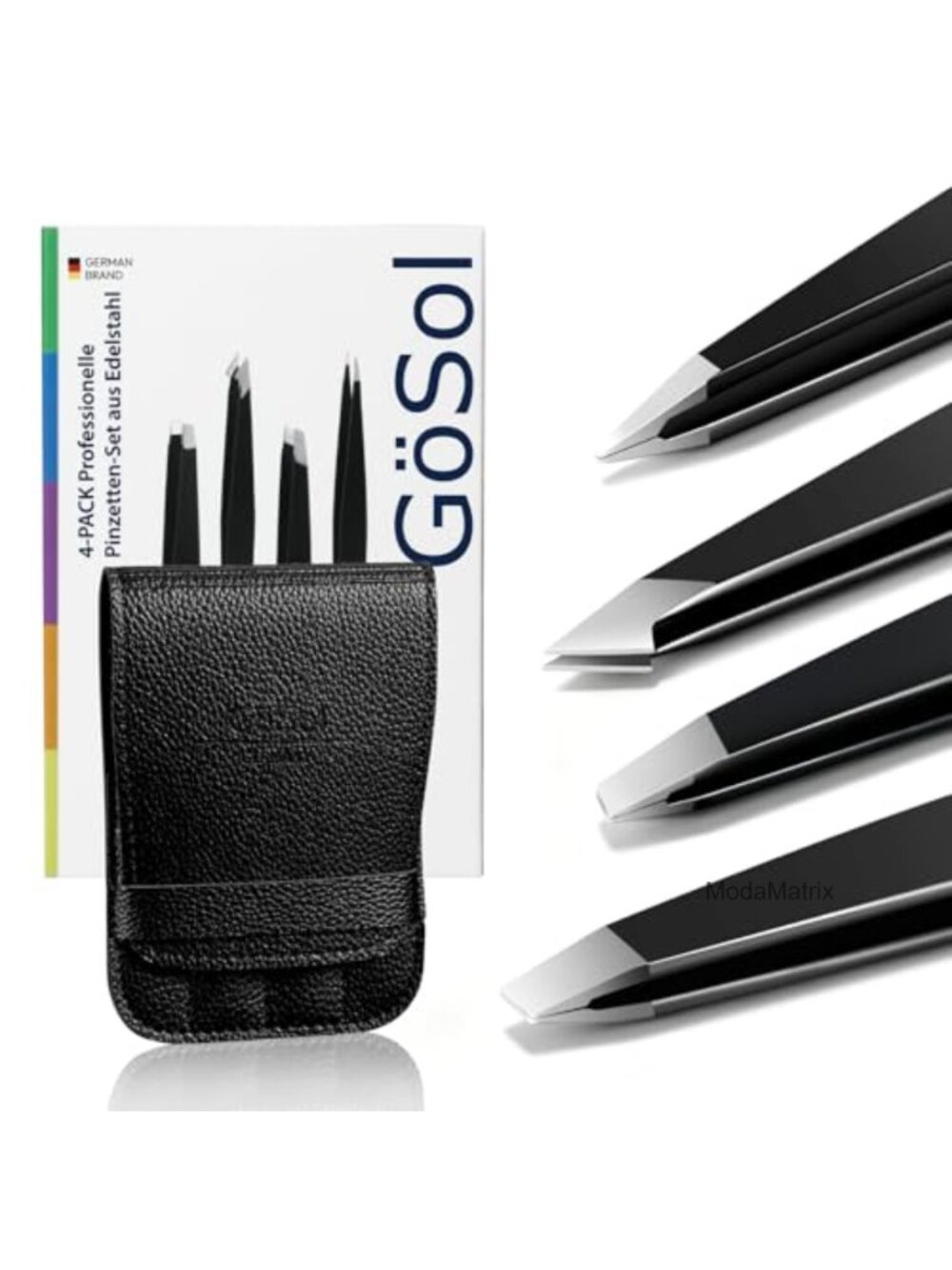 4-Piece Stainless Steel Tweezer Set Precision Eyebrow Facial Hair